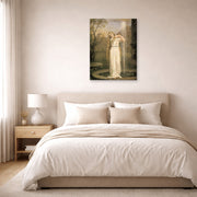 Unframed poster print of John William Waterhouse's Undine displayed on a wall in a bedroom
