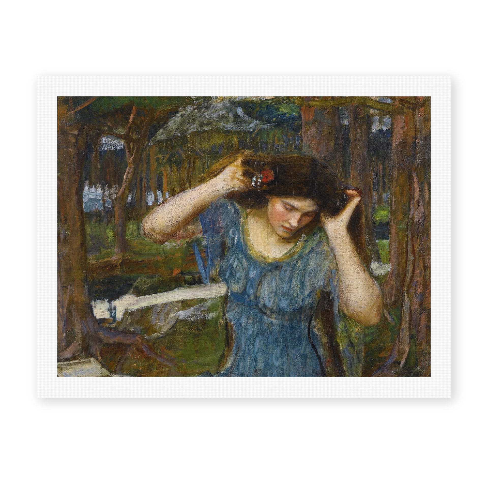 John William Waterhouse's 'Vain Lamorna a Study for Lamia' painting reproduced as a rolled canvas print