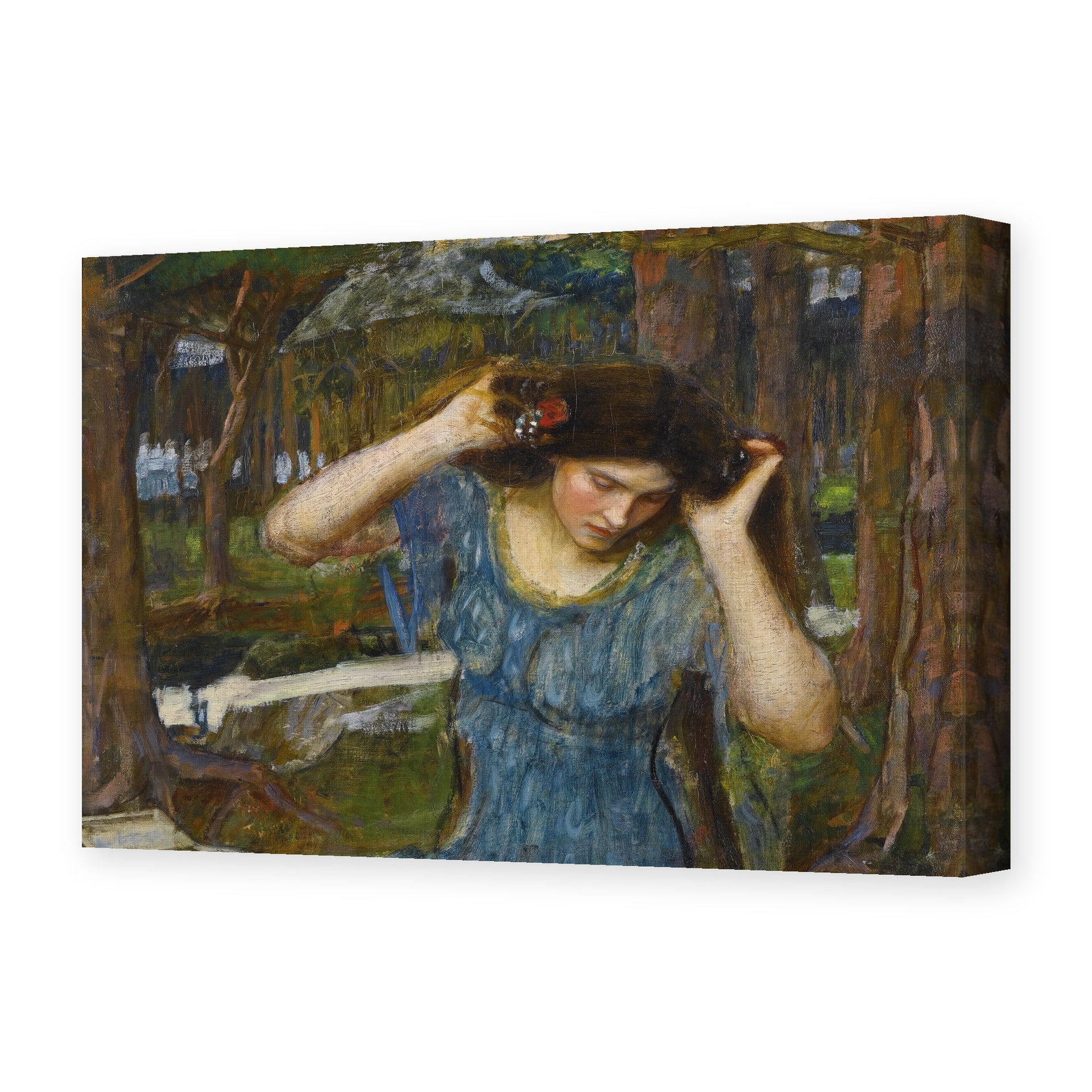 John William Waterhouse's 'Vain Lamorna a Study for Lamia' painting reproduced as a gallery-wrapped canvas print