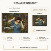 John William Waterhouse - Vain Lamorna a Study for Lamia poster print size comparison and framing display infographic