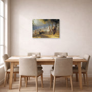 Gallery-wrapped canvas print of Joseph Brickey's 'Road to Bethlehem' displayed on a wall in a dining room