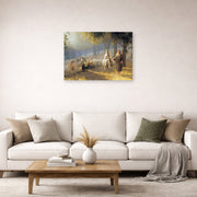 Unframed poster print of Joseph Brickey's 'Road to Bethlehem' displayed on a wall in a living room