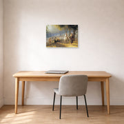 Unframed poster print of Joseph Brickey's 'Road to Bethlehem' displayed on a wall in a office