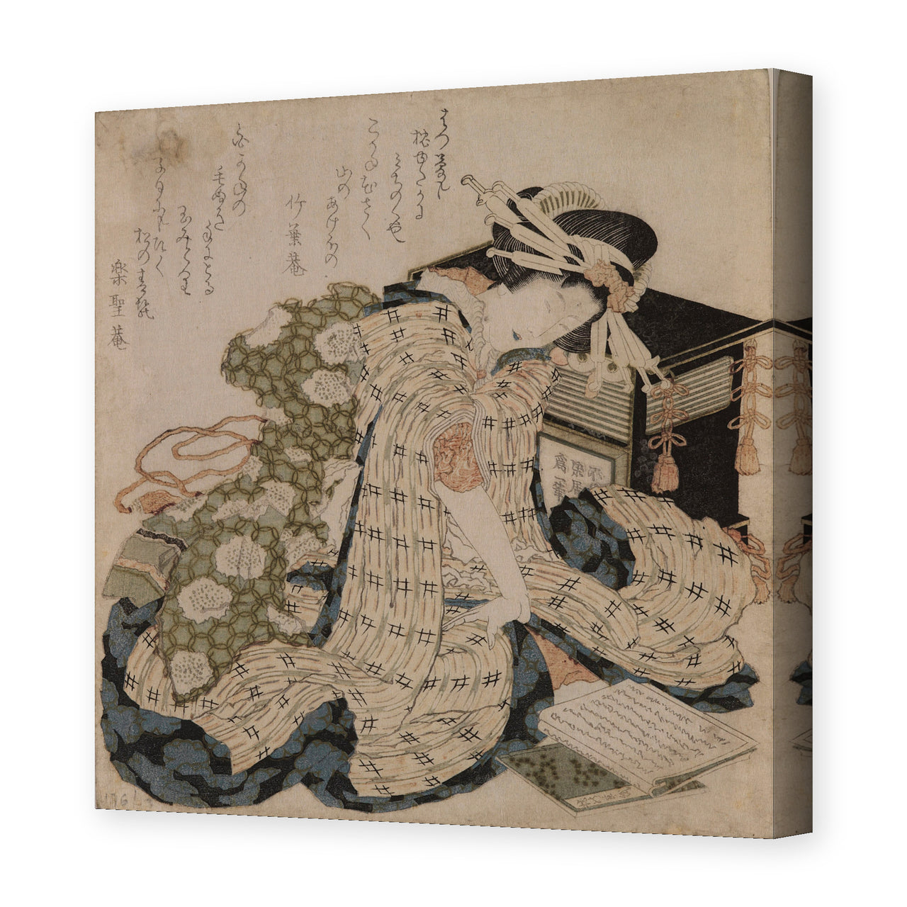 Katsushika Hokusai's 'Courtesan Asleep' painting reproduced as a gallery-wrapped canvas print