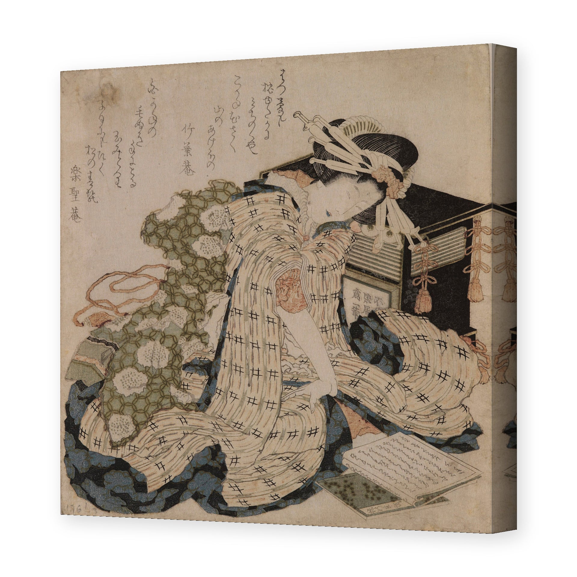 Katsushika Hokusai's 'Courtesan Asleep' painting reproduced as a gallery-wrapped canvas print