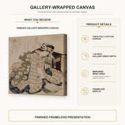 Katsushika Hokusai - Courtesan Asleep gallery wrap canvas construction and hanging details infographic