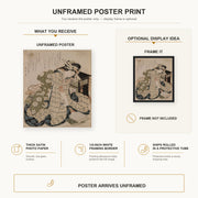 Katsushika Hokusai - Courtesan Asleep poster print size comparison and framing display infographic
