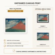 Katsushika Hokusai - Fine Wind, Clear Weather canvas print size comparison and framing display infographic