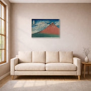 Gallery-wrapped canvas print of Katsushika Hokusai's Fine Wind, Clear Weather displayed on a wall in a living room