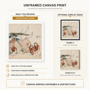 Katsushika Hokusai - Lost Love Shell canvas print size comparison and framing display infographic