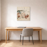 Gallery-wrapped canvas print of Katsushika Hokusai's Lost Love Shell displayed on a wall in a office