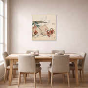 Unframed poster print of Katsushika Hokusai's Lost Love Shell displayed on a wall in a dining room