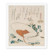 Katsushika Hokusai's 'Myriad Grasses Shell' painting reproduced as a rolled canvas print