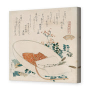 Katsushika Hokusai's 'Myriad Grasses Shell' painting reproduced as a gallery-wrapped canvas print