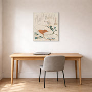 Gallery-wrapped canvas print of Katsushika Hokusai's Myriad Grasses Shell displayed on a wall in a office