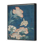 Katsushika Hokusai's 'Peonies and Canary' painting reproduced as a gallery-wrapped canvas print