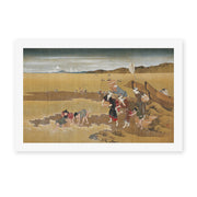 Katsushika Hokusai's 'Shell Gathering' painting reproduced as a rolled canvas print