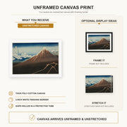 Katsushika Hokusai - Shower Below the Summit canvas print size comparison and framing display infographic
