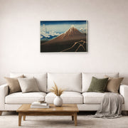 Gallery-wrapped canvas print of Katsushika Hokusai's Shower Below the Summit displayed on a wall in a living room