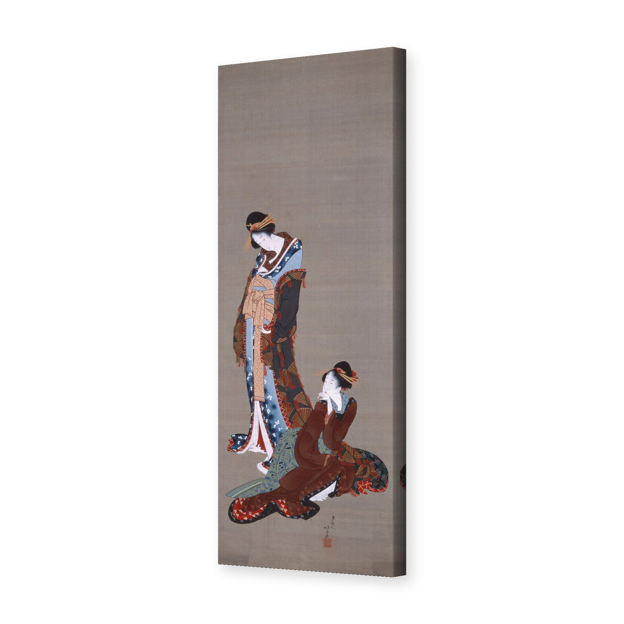 Katsushika Hokusai's 'Two Beauties' painting reproduced as a gallery-wrapped canvas print