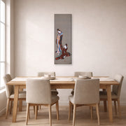Gallery-wrapped canvas print of Katsushika Hokusai's Two Beauties displayed on a wall in a dining room