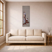 Gallery-wrapped canvas print of Katsushika Hokusai's Two Beauties displayed on a wall in a living room