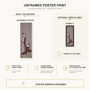 Katsushika Hokusai - Two Beauties poster print size comparison and framing display infographic