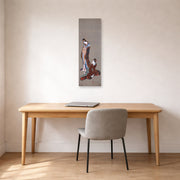 Unframed poster print of Katsushika Hokusai's Two Beauties displayed on a wall in a office