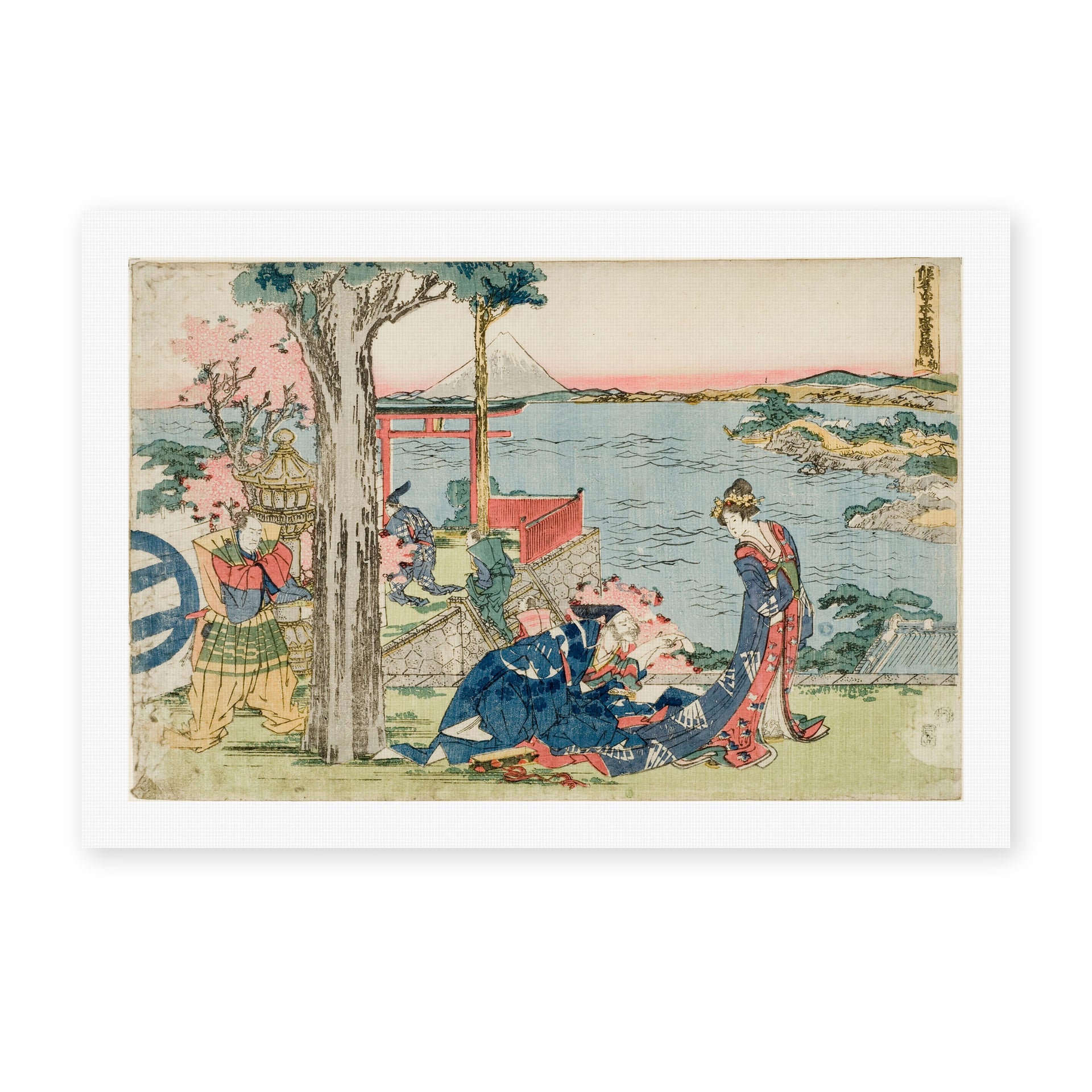 Katsushika Hokusai's 'Woodcut' painting reproduced as a rolled canvas print