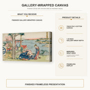Katsushika Hokusai - Woodcut gallery wrap canvas construction and hanging details infographic