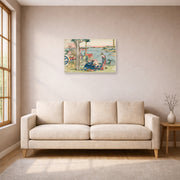 Unframed poster print of Katsushika Hokusai's Woodcut displayed on a wall in a living room