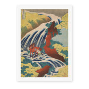Katsushika Hokusai's 'Yoshitsune Falls from the series Famous Waterfalls in Various Provinces' painting reproduced as a rolled canvas print