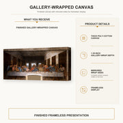 Leonardo da Vinci - The Last Supper gallery wrap canvas construction and hanging details infographic