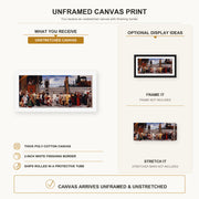 Lord Frederick Leighton - Cimabue's Madonna Carried in Procession canvas print size comparison and framing display infographic