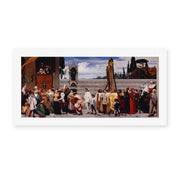 Lord Frederick Leighton's 'Cimabue's Madonna Carried in Procession', depicting a Madonna painting carried through the streets of Florence in celebration, reproduced as a rolled canvas print