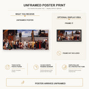 Lord Frederick Leighton - Cimabue's Madonna Carried in Procession poster print size comparison and framing display infographic