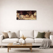 Gallery-wrapped canvas print of Lord Frederick Leighton's Daphnephoria displayed on a wall in a living room