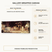 Lord Frederick Leighton - Daphnephoria gallery wrap canvas construction and hanging details infographic