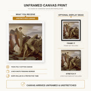 Lord Frederick Leighton - Elijah in the Wilderness canvas print size comparison and framing display infographic