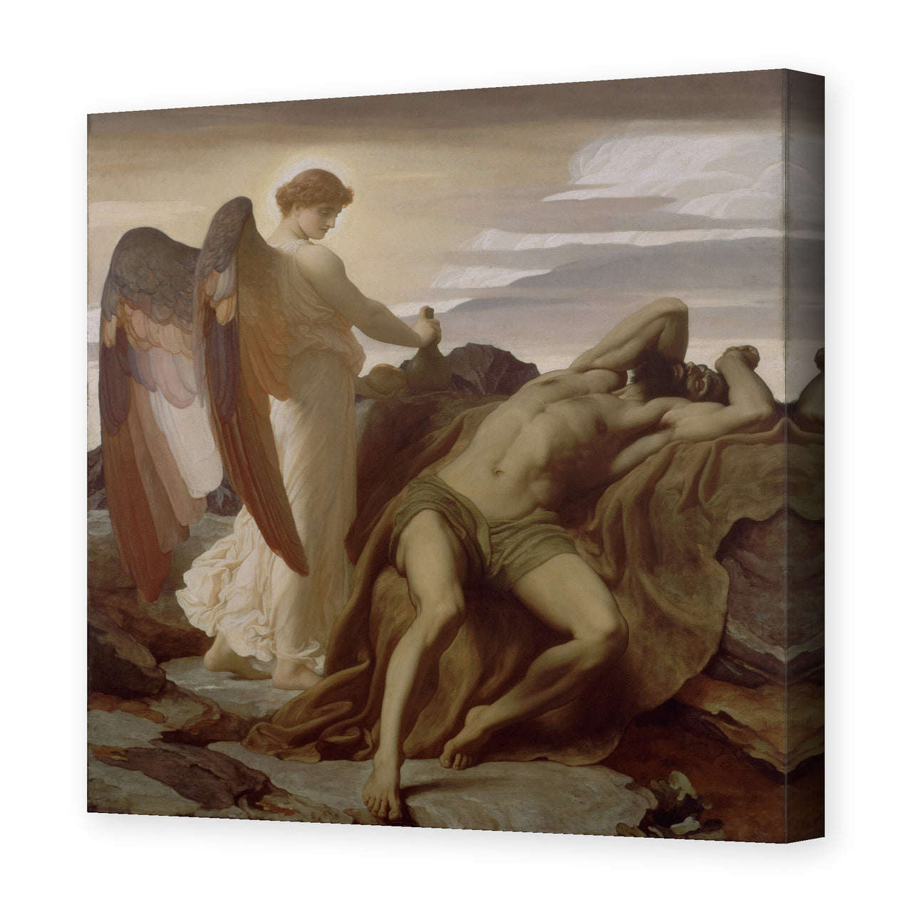 Lord Frederick Leighton's 'Elijah in the Wilderness' painting reproduced as a gallery-wrapped canvas print