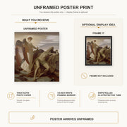 Lord Frederick Leighton - Elijah in the Wilderness poster print size comparison and framing display infographic
