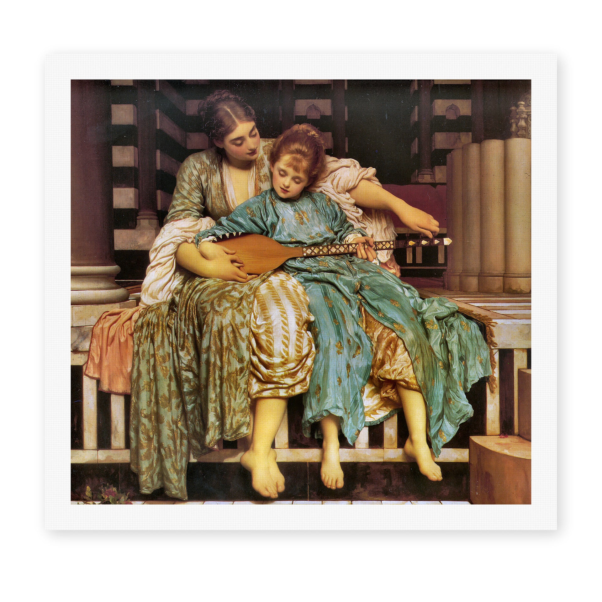Lord Frederick Leighton's 'Music Lesson' painting reproduced as a rolled canvas print