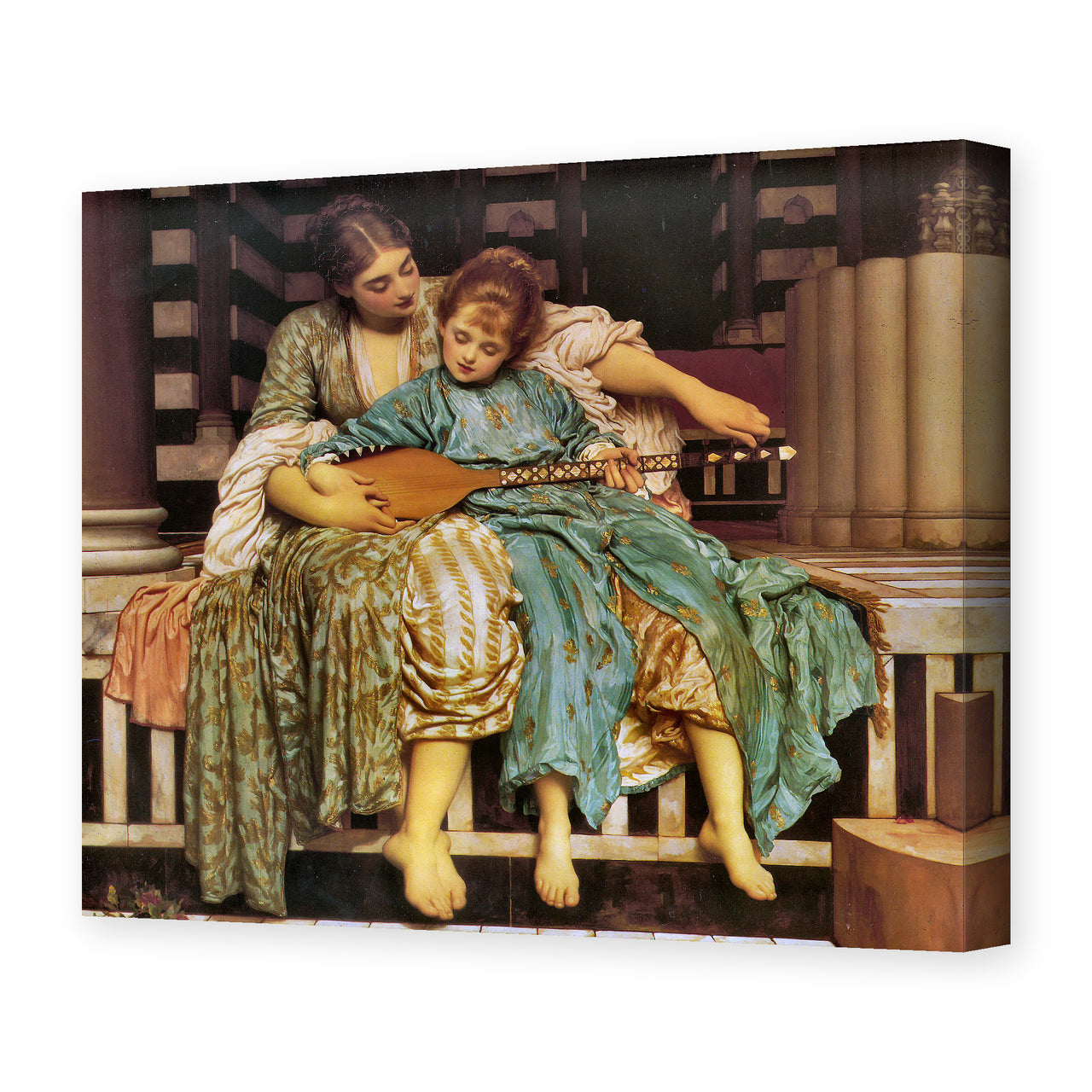 Lord Frederick Leighton's 'Music Lesson' painting reproduced as a gallery-wrapped canvas print