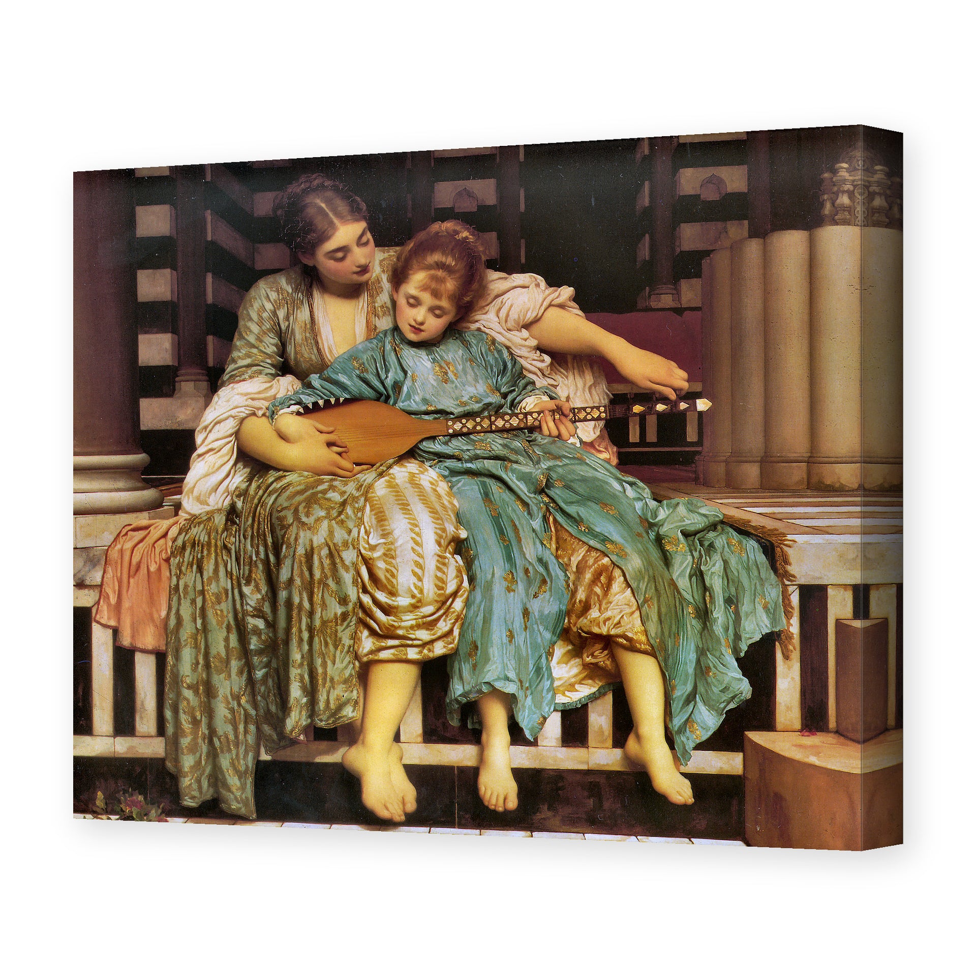 Lord Frederick Leighton's 'Music Lesson' painting reproduced as a gallery-wrapped canvas print