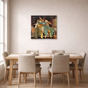 Gallery-wrapped canvas print of Lord Frederick Leighton's Music Lesson displayed on a wall in a dining