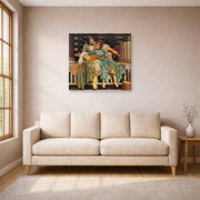 Gallery-wrapped canvas print of Lord Frederick Leighton's Music Lesson displayed on a wall in a living room