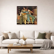 Gallery-wrapped canvas print of Lord Frederick Leighton's Music Lesson displayed on a wall in a living room