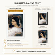 Lord Frederick Leighton - Pavonia canvas print size comparison and framing display infographic