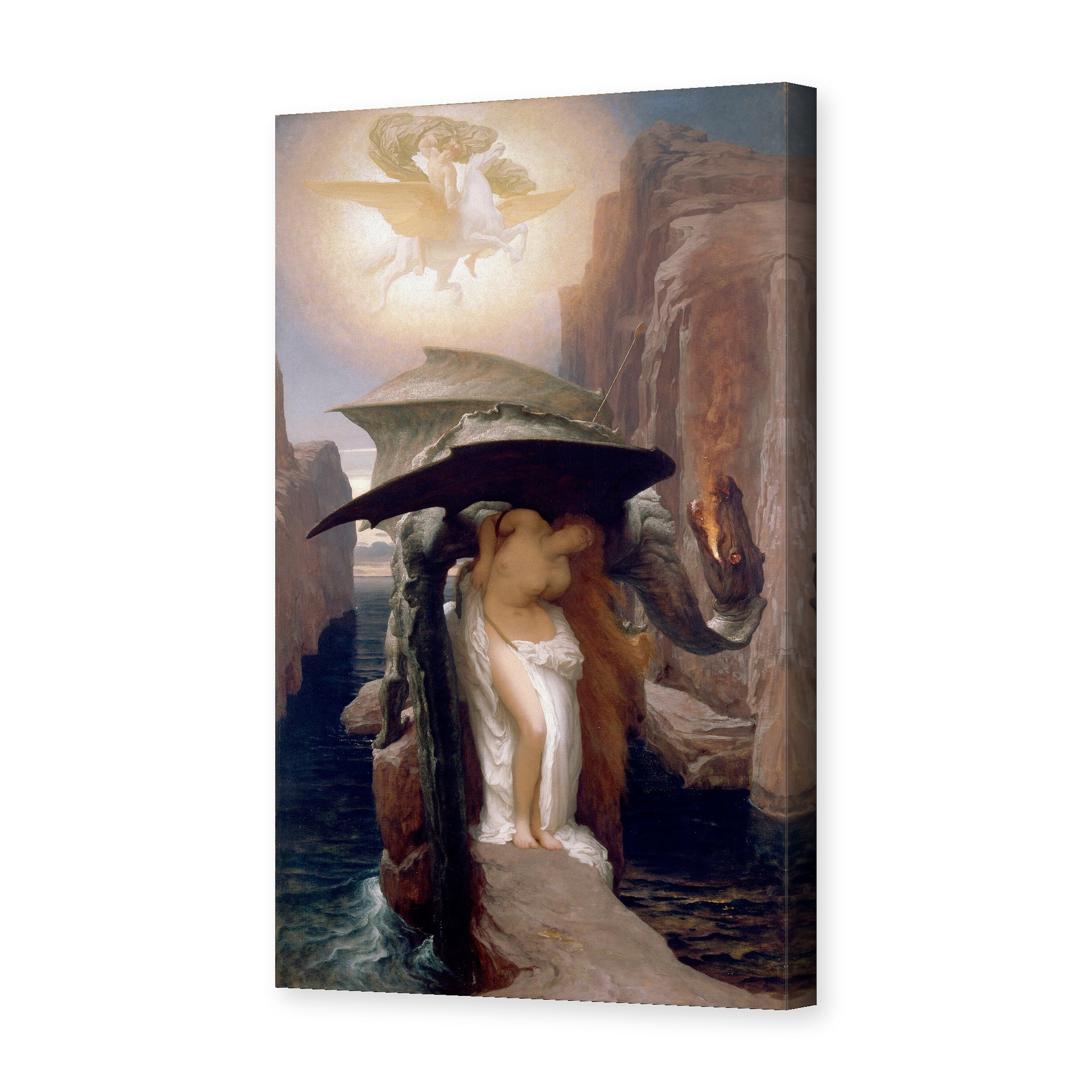 Lord Frederick Leighton's 'Perseus and Andromeda', depicting Perseus rescuing Andromeda from a sea monster, reproduced as a gallery-wrapped canvas print