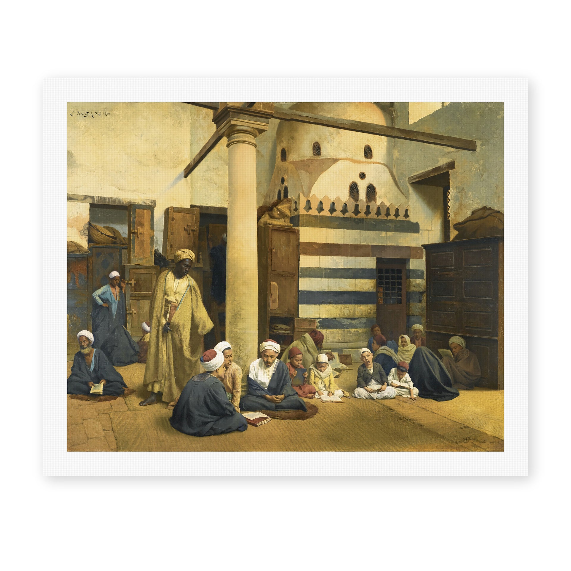 Ludwig Deutsch's 'In the Madrasa' painting reproduced as a rolled canvas print